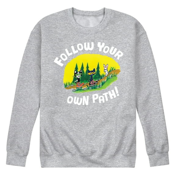 Pete The Cat - Follow Your Own Path - Men's Crew Neck Fleece Pullover