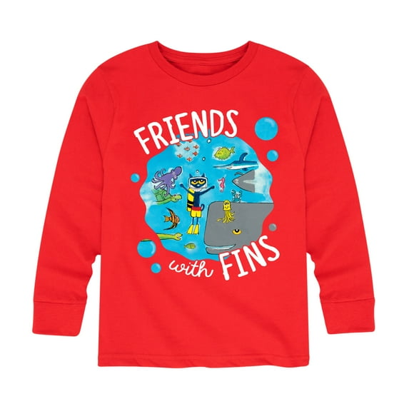 Pete The Cat - Friends With Fins - Toddler And Youth Long Sleeve Graphic T-Shirt