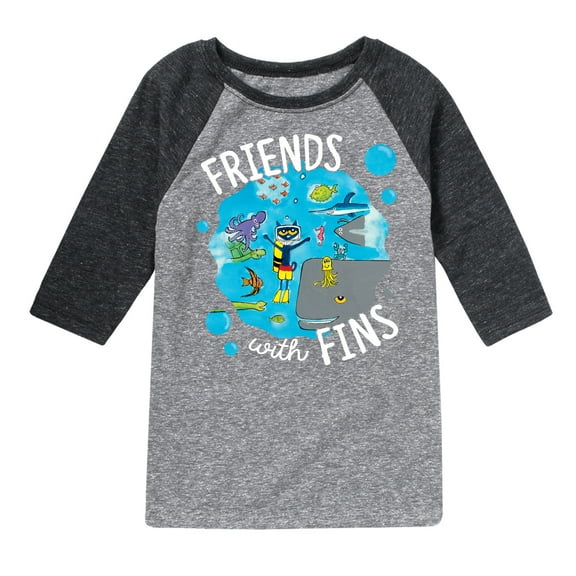 Pete The Cat - Friends With Fins - Toddler And Youth Raglan Graphic T-Shirt
