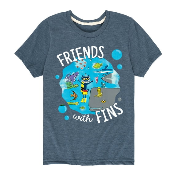 Pete The Cat - Friends With Fins - Toddler And Youth Short Sleeve Graphic T-Shirt