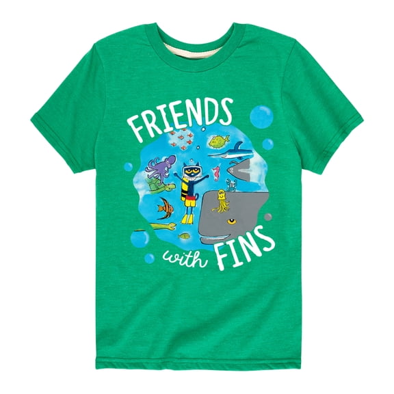 Pete The Cat - Friends With Fins - Toddler And Youth Short Sleeve Graphic T-Shirt