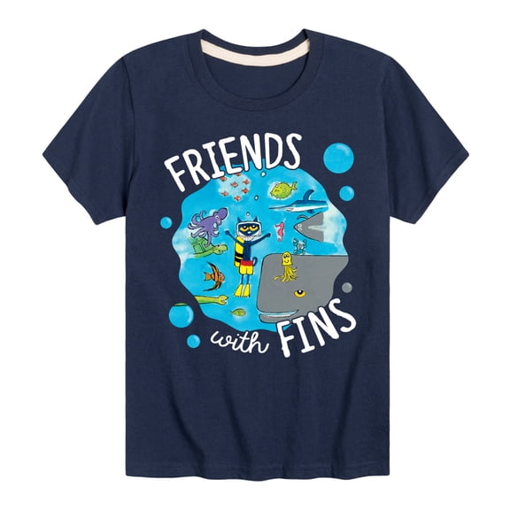 Pete The Cat - Friends With Fins - Toddler And Youth Short Sleeve Graphic T-Shirt