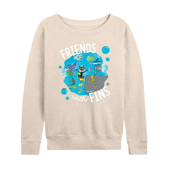 Pete The Cat - Friends With Fins - Women's Lightweight French Terry Long Sleeve Shirt