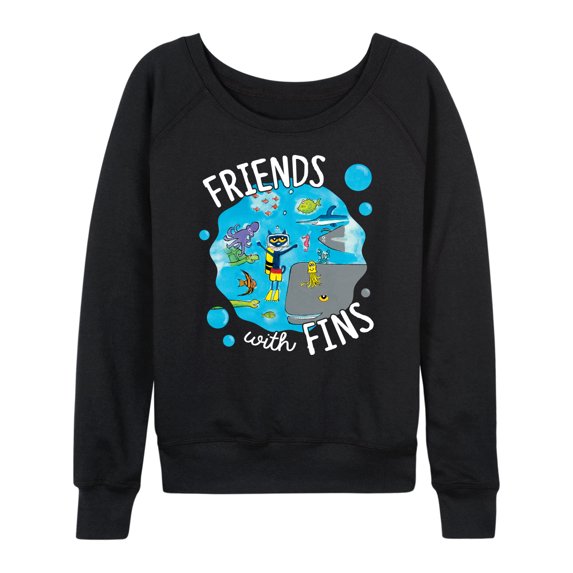Pete The Cat - Friends With Fins - Women's Lightweight French Terry Long Sleeve Shirt