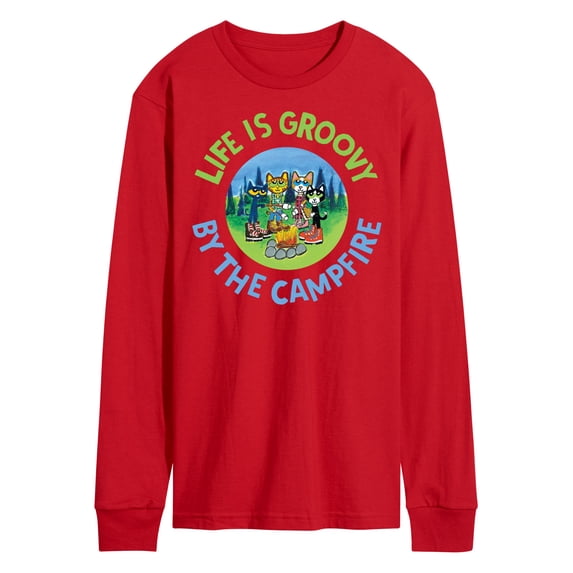 Pete The Cat - Groovy By The Campfire - Men's Long Sleeve T-Shirt