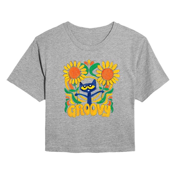 Pete The Cat - Groovy Frame - Juniors Cropped Graphic T-Shirt