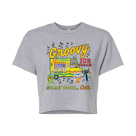 Pete The Cat - Groovy Ice Cream Truck - Juniors Cropped Graphic T-Shirt