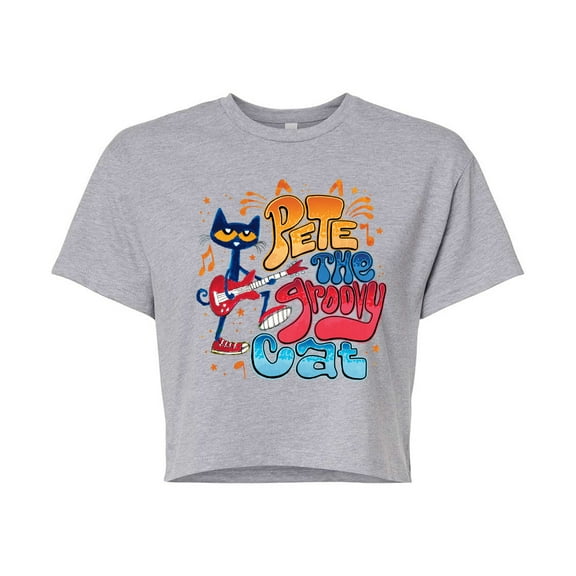 Pete The Cat - Groovy Poster - Juniors Cropped Graphic T-Shirt