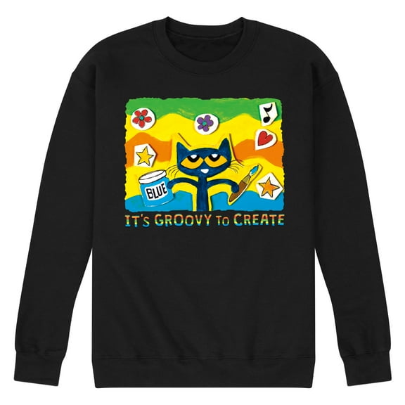 Pete The Cat - Groovy To Create - Men's Crew Neck Fleece Pullover