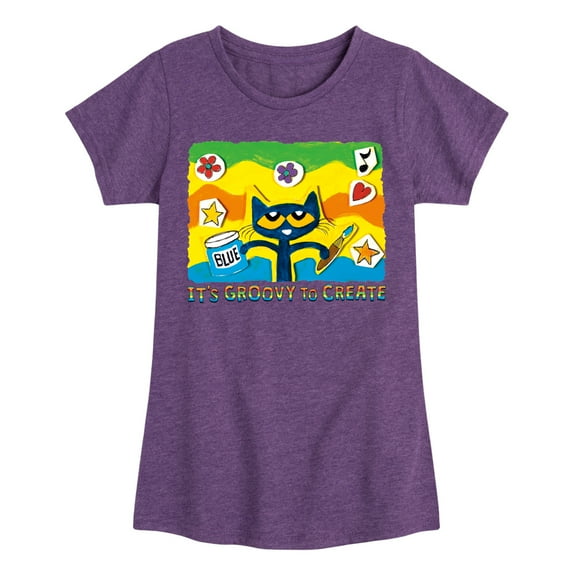 Pete The Cat - Groovy To Create - Toddler And Youth Girls Short Sleeve Graphic T-Shirt