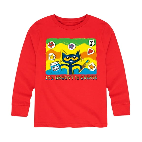 Pete The Cat - Groovy To Create - Toddler And Youth Long Sleeve Graphic T-Shirt