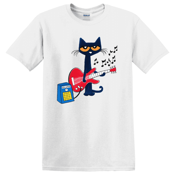 Pete The Cat Guitar Music Character Graphic T-Shirt