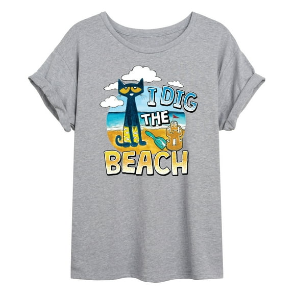 Pete The Cat - I Dig The Beach - Women's Oversized Graphic T-Shirt