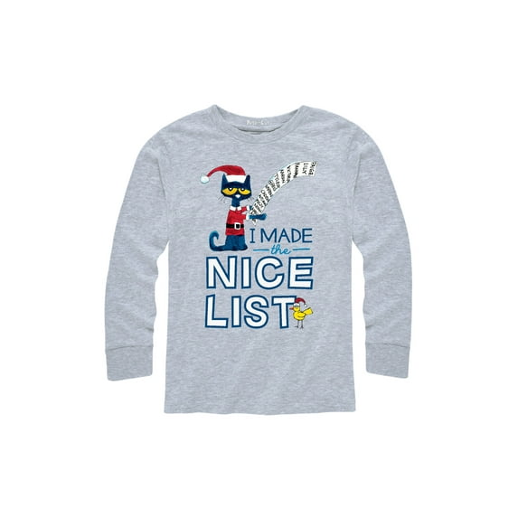 Pete The Cat - I Made The Nice List - Youth Long Sleeve T-Shirt