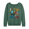 thumbnail image 1 of Pete The Cat - Ice Cream Grid - Women's French Terry Long Sleeve Shirt, 1 of 5