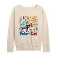 thumbnail image 1 of Pete The Cat - Ice Cream Grid - Women's French Terry Long Sleeve Shirt, 1 of 5