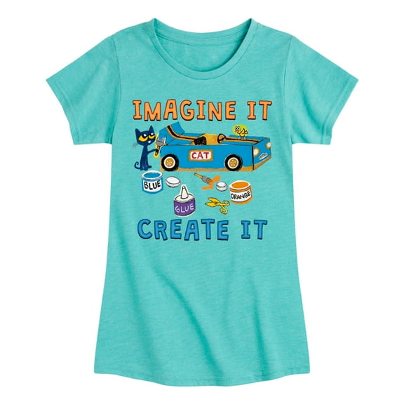 Pete The Cat - Imagine It Create It Race Car - Toddler And Youth Girls Short Sleeve Graphic T-Shirt