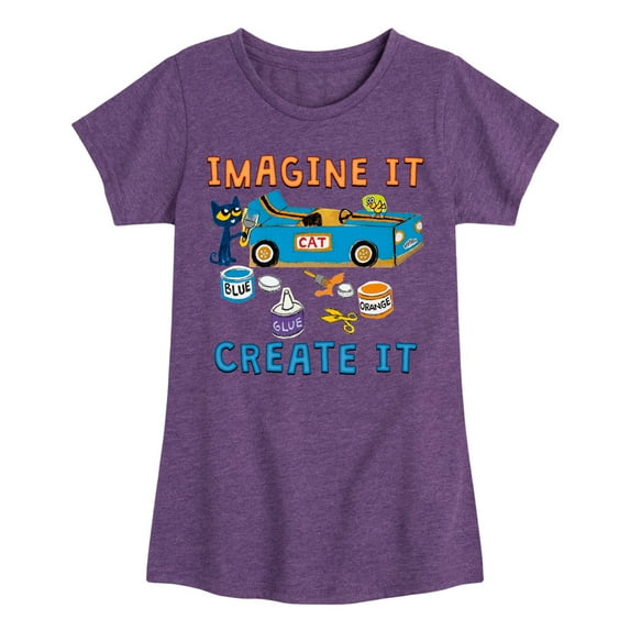 Pete The Cat - Imagine It Create It Race Car - Toddler And Youth Girls Short Sleeve Graphic T-Shirt