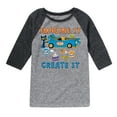thumbnail image 1 of Pete The Cat - Imagine It Create It Race Car - Toddler And Youth Raglan Graphic T-Shirt, 1 of 6