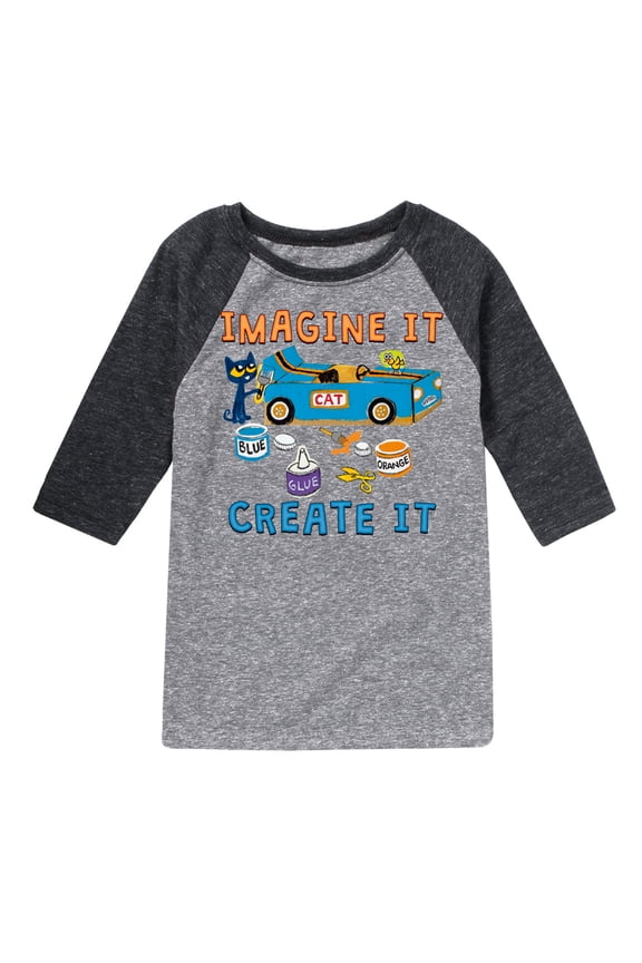 - Imagine It Create It Race Car - Toddler And Youth Raglan Graphic T-Shirt