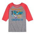 thumbnail image 1 of Pete The Cat - Imagine It Create It Race Car - Toddler And Youth Raglan Graphic T-Shirt, 1 of 7
