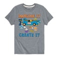 thumbnail image 1 of Pete The Cat - Imagine It Create It Race Car - Toddler And Youth Short Sleeve Graphic T-Shirt, 1 of 6