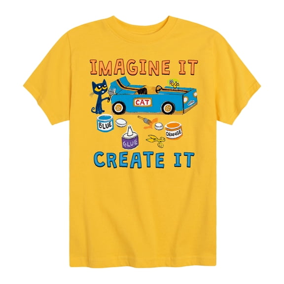 Pete The Cat - Imagine It Create It Race Car - Toddler And Youth Short Sleeve Graphic T-Shirt