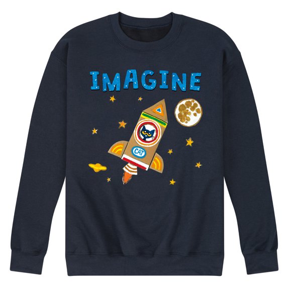Pete The Cat - Imagine Space Rocket - Men's Crew Neck Fleece Pullover