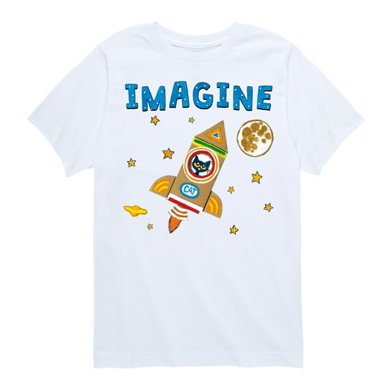 Pete The Cat - Imagine Space Rocket - Toddler And Youth Short Sleeve Graphic T-Shirt