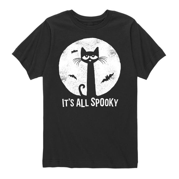 Pete The Cat - It's All Spooky Moon Graphic One Color - Youth Short Sleeve Graphic T-Shirt