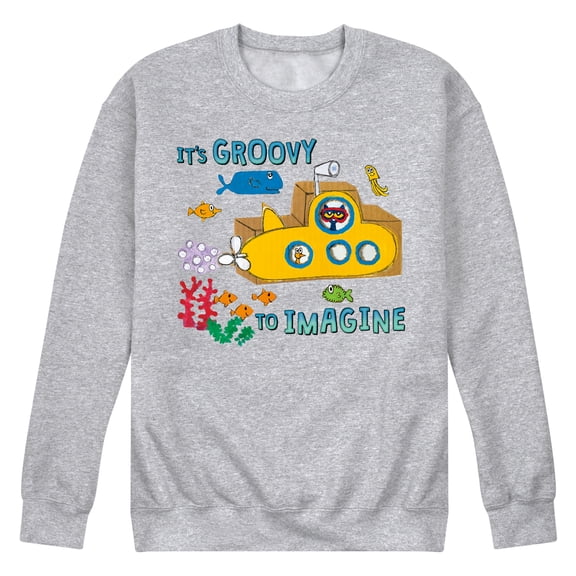 Pete The Cat - It's Groovy To Imagine - Men's Crew Neck Fleece Pullover