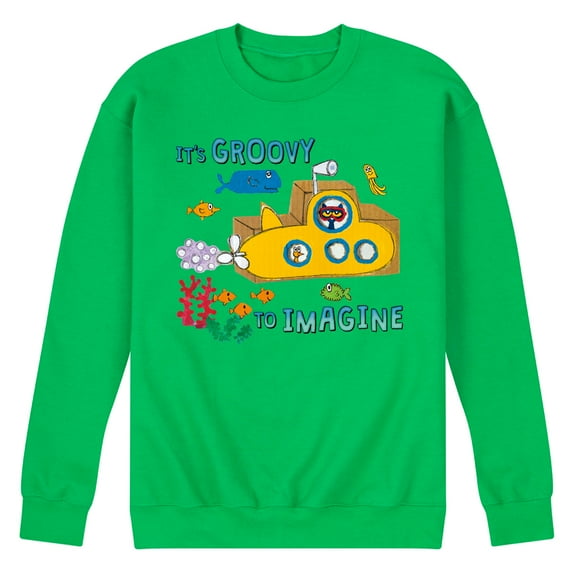 Pete The Cat - It's Groovy To Imagine - Men's Crew Neck Fleece Pullover