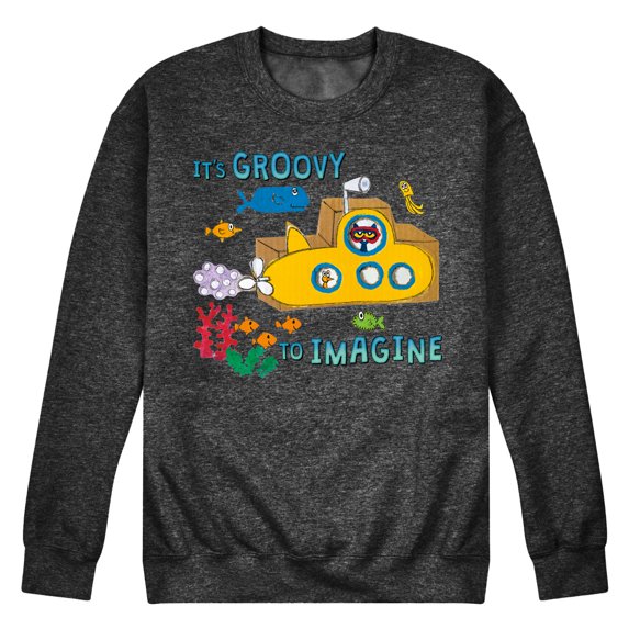 Pete The Cat - It's Groovy To Imagine - Men's Crew Neck Fleece Pullover
