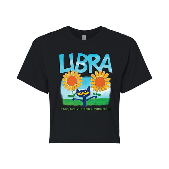 Pete The Cat - Libra - Juniors Cropped Graphic T-Shirt