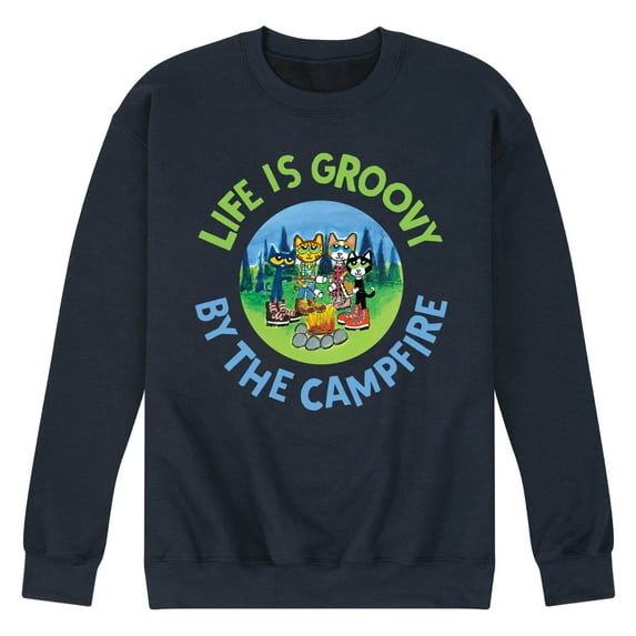 Pete The Cat - Life Is Groovy By The Campfire - Men's Crew Neck Fleece Pullover