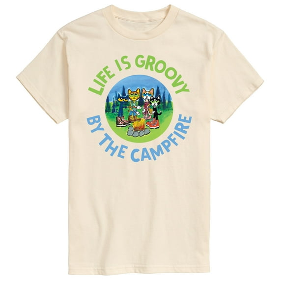 Pete The Cat - Life Is Groovy By The Campfire - Men's Short Sleeve Graphic T-Shirt