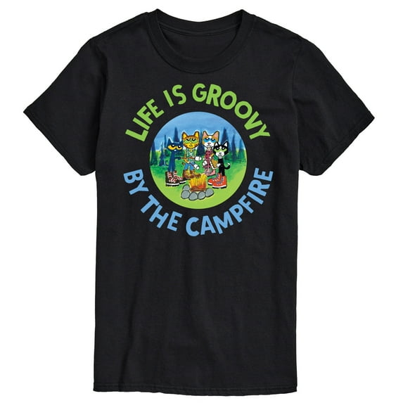 Pete The Cat - Life Is Groovy By The Campfire - Men's Short Sleeve Graphic T-Shirt