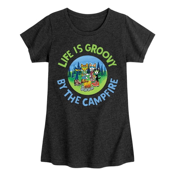 Pete The Cat - Life Is Groovy By The Campfire - Toddler And Youth Girls Short Sleeve Graphic T-Shirt
