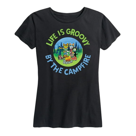 Pete The Cat - Life Is Groovy By The Campfire - Women's Short Sleeve Graphic T-Shirt