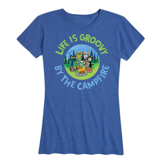 Pete The Cat - Life Is Groovy By The Campfire - Women's Short Sleeve Graphic T-Shirt