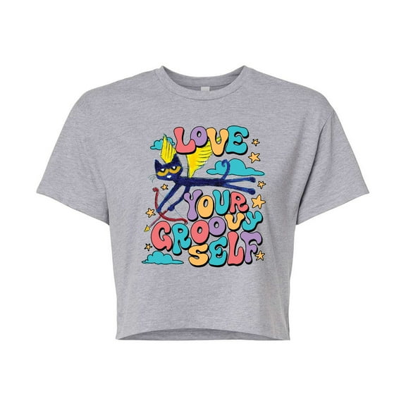 Pete The Cat - Love Yourself - Juniors Cropped Graphic T-Shirt