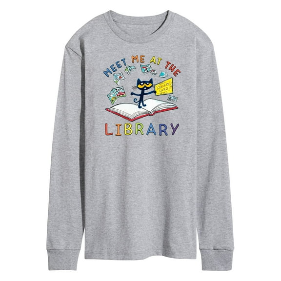 Pete The Cat - Meet Me At The Library - Men's Long Sleeve T-Shirt
