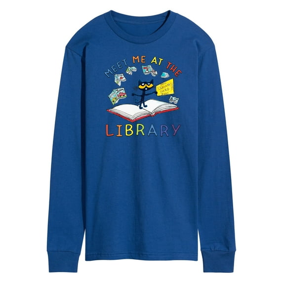 Pete The Cat - Meet Me At The Library - Men's Long Sleeve T-Shirt