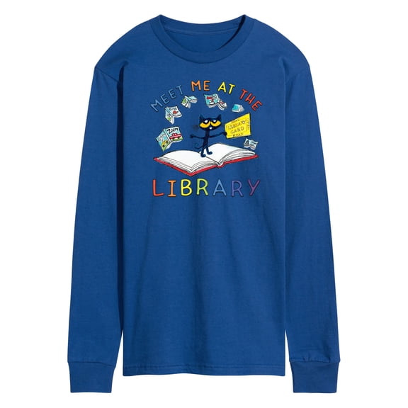 Pete The Cat - Meet Me At The Library - Men's Long Sleeve T-Shirt