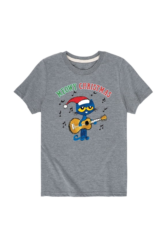 - Meowy Christmas Pete With Guitar - Youth Short Sleeve Graphic T-Shirt