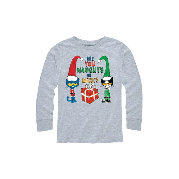 Pete The Cat - Naughty Or Nice - Youth Long Sleeve Graphic T-Shirt