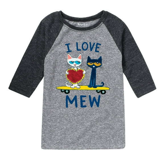 Pete The Cat - Pete I Love Mew - Youth Raglan