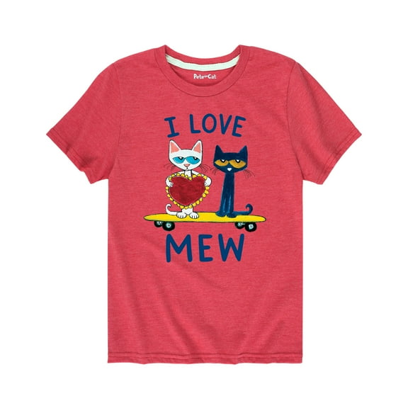 Pete The Cat - Pete I Love Mew - Youth Short Sleeve Graphic T-Shirt