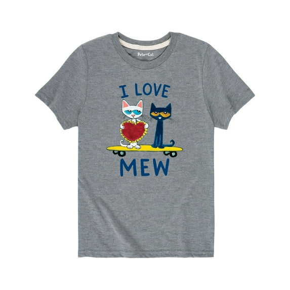 Pete The Cat - Pete I Love Mew - Youth Short Sleeve Graphic T-Shirt