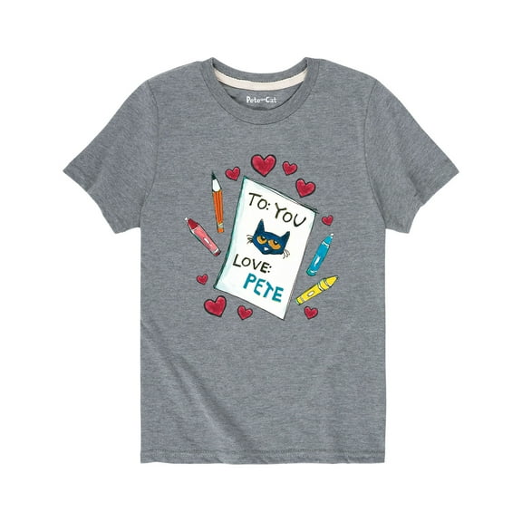 Pete The Cat - Pete Valentine Card - Youth Short Sleeve Graphic T-Shirt
